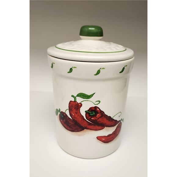 Crock Shop Santa Anna Ceramic Canister Kitchen Storage Jar Red Chili Pepper 10” - Picture 1 of 9